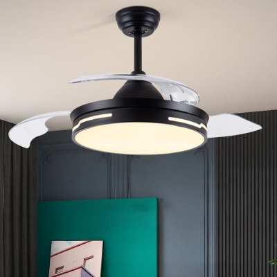 LED-Deckenventilatorleuchte „Drum“ für den Innenbereich in Schwarz/Weiß