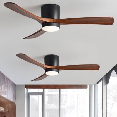 Zeitgenössische Deckenventilatorleuchte aus Holz mit LED-Deckeneinbau
