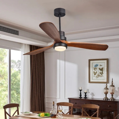 52-Zoll-LED-Deckenventilatorleuchte mit 3 Holzflügeln