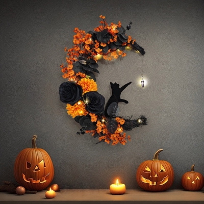 Halloween Mond Katzenkranz Wanddekoration