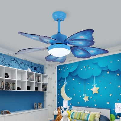 LED-Acryl-Deckenventilatoren für Kinder, Rosa/Blau, 5 Schmetterlingsflügel, Schlafzimmer, 106,7 cm breit