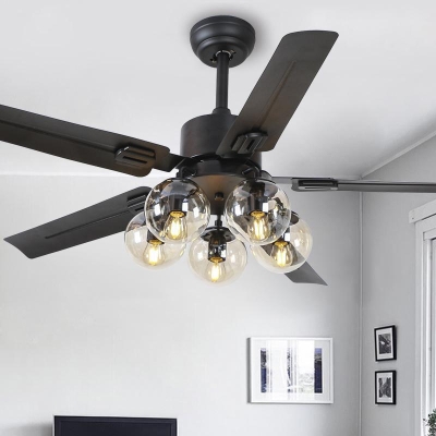 Schwarzer Vintage Deckenventilator mit Lichtern 52''