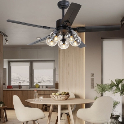 Schwarzer Vintage Deckenventilator mit Lichtern 52''