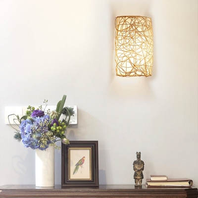 Rattan-Wandleuchte, Korbwand-Hängelampen, Boho-Wandleuchte