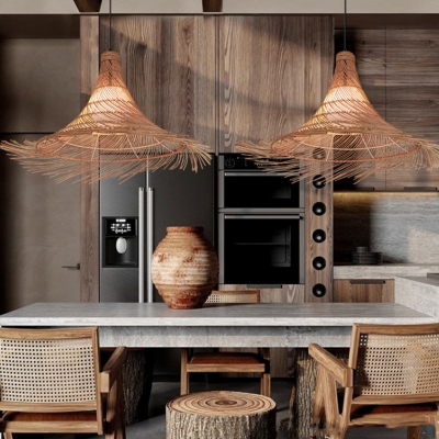 Boho Lampenschirm Rattan Hutform Pendelleuchten