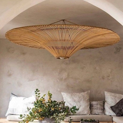 Große moderne Rattan-Pendelleuchte, Deckenlampenschirm, 80 cm