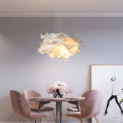 Weiße Wolken-Pendelleuchten aus Stoff, kreativer Origami-Kronleuchter