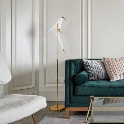 Goldene Vogel-Metall-Wohndekor-Stehlampe
