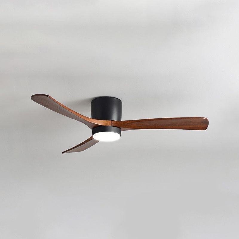 Zeitgenössische Deckenventilatorleuchte aus Holz mit LED-Deckeneinbau