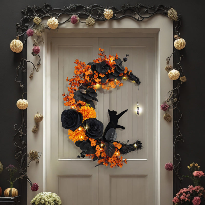 Halloween Mond Katzenkranz Wanddekoration