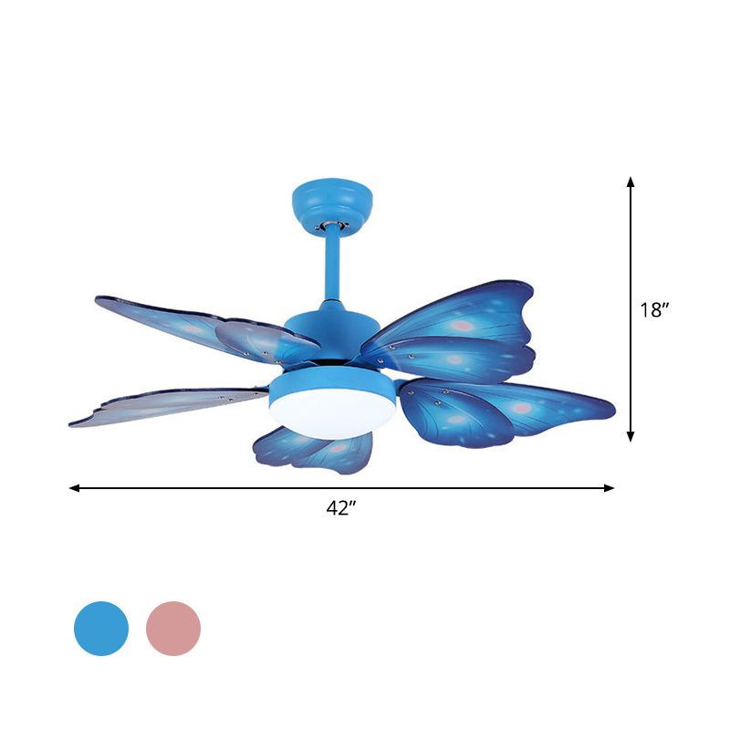 LED-Acryl-Deckenventilatoren für Kinder, Rosa/Blau, 5 Schmetterlingsflügel, Schlafzimmer, 106,7 cm breit