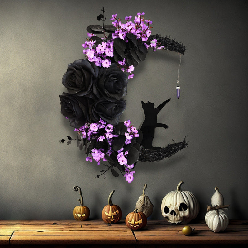 Halloween Mond Katzenkranz Wanddekoration