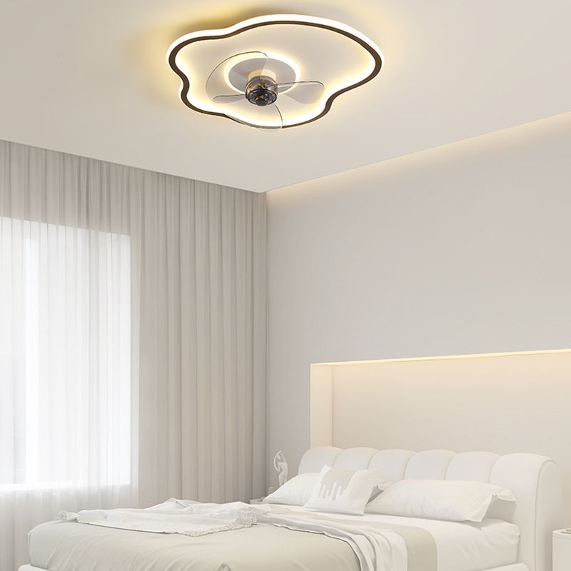 Modernistische Deckenventilatorleuchte mit 2 Leuchten in Weiß/Schwarz