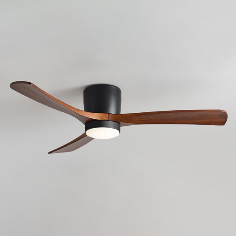 Zeitgenössische Deckenventilatorleuchte aus Holz mit LED-Deckeneinbau