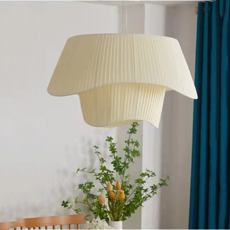 Milchweißer Kronleuchter aus Seidensatin, LED-Schlafzimmerdekoration, Heim-Pendelleuchten