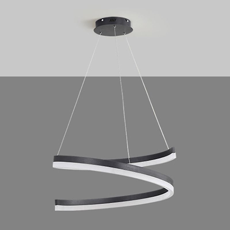 Moderne schwarze Kronleuchter-Deckenleuchte aus Metall