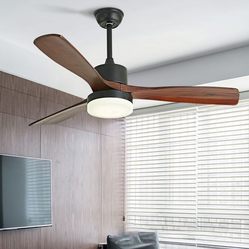 Zeitgenössische Deckenventilator-Leuchte, LED-Deckenleuchte aus Holz, 42''