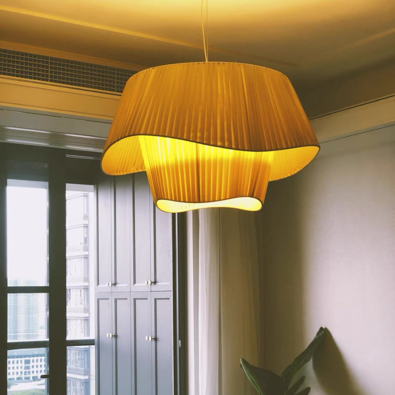 Milchweißer Kronleuchter aus Seidensatin, LED-Schlafzimmerdekoration, Heim-Pendelleuchten