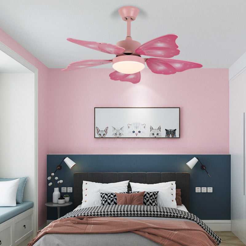 LED-Acryl-Deckenventilatoren für Kinder, Rosa/Blau, 5 Schmetterlingsflügel, Schlafzimmer, 106,7 cm breit