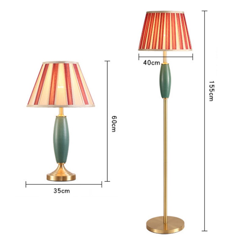 Messing Tischlampe Keramik Schreibtisch Lampenschirm Retro Stehlampe