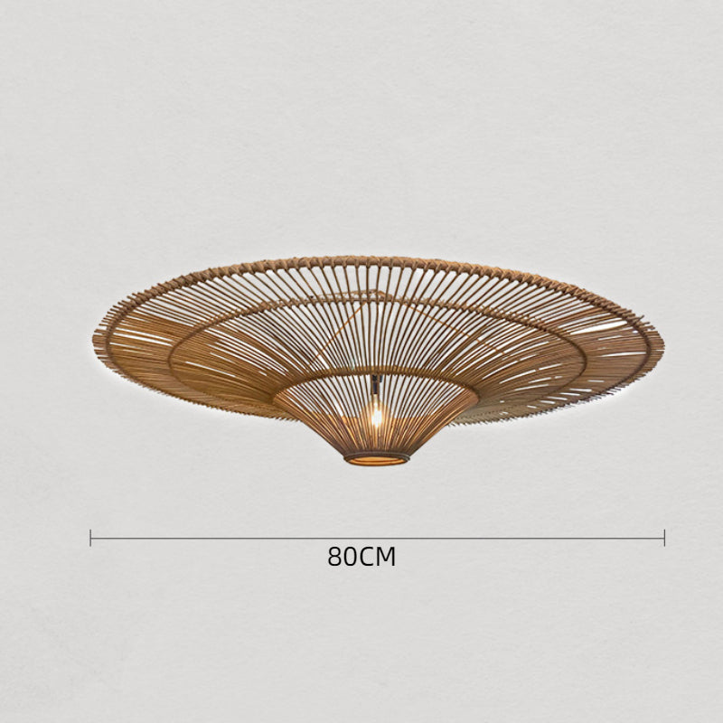 Große moderne Rattan-Pendelleuchte, Deckenlampenschirm, 80 cm