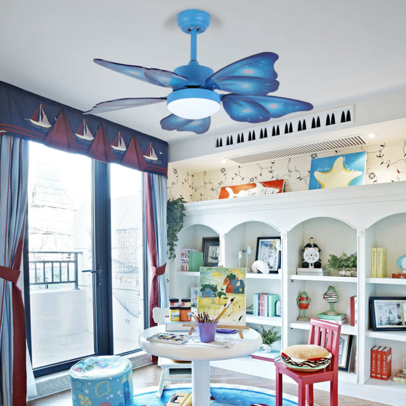 LED-Acryl-Deckenventilatoren für Kinder, Rosa/Blau, 5 Schmetterlingsflügel, Schlafzimmer, 106,7 cm breit