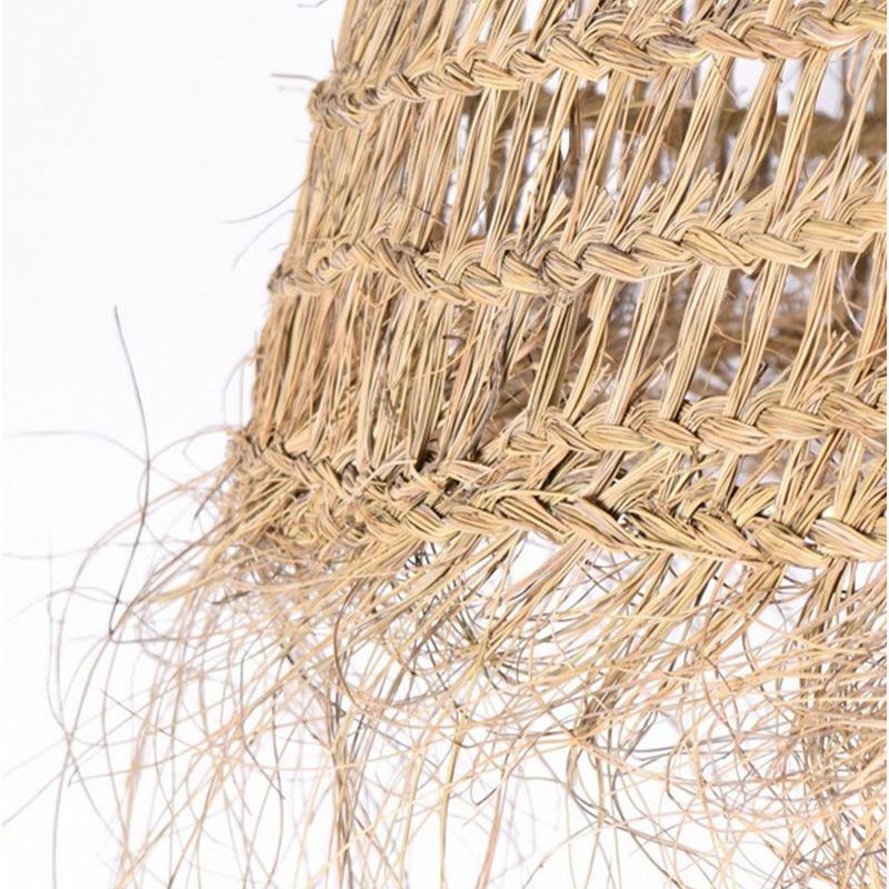Moderne kegelförmige Pendelleuchte aus Rattan