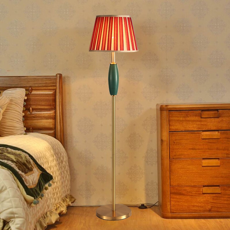 Messing Tischlampe Keramik Schreibtisch Lampenschirm Retro Stehlampe