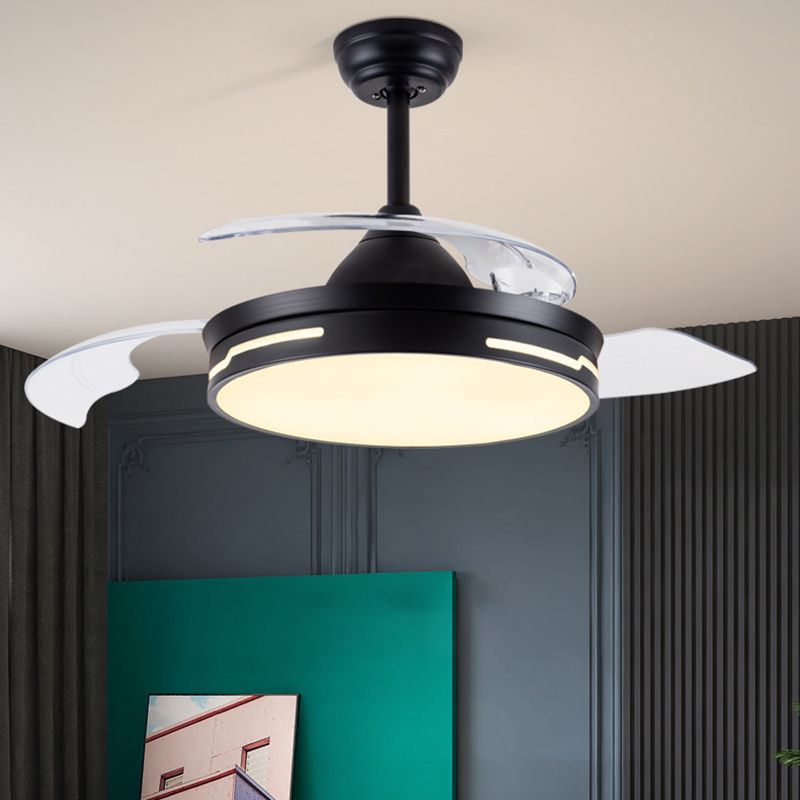 LED-Deckenventilatorleuchte „Drum“ für den Innenbereich in Schwarz/Weiß