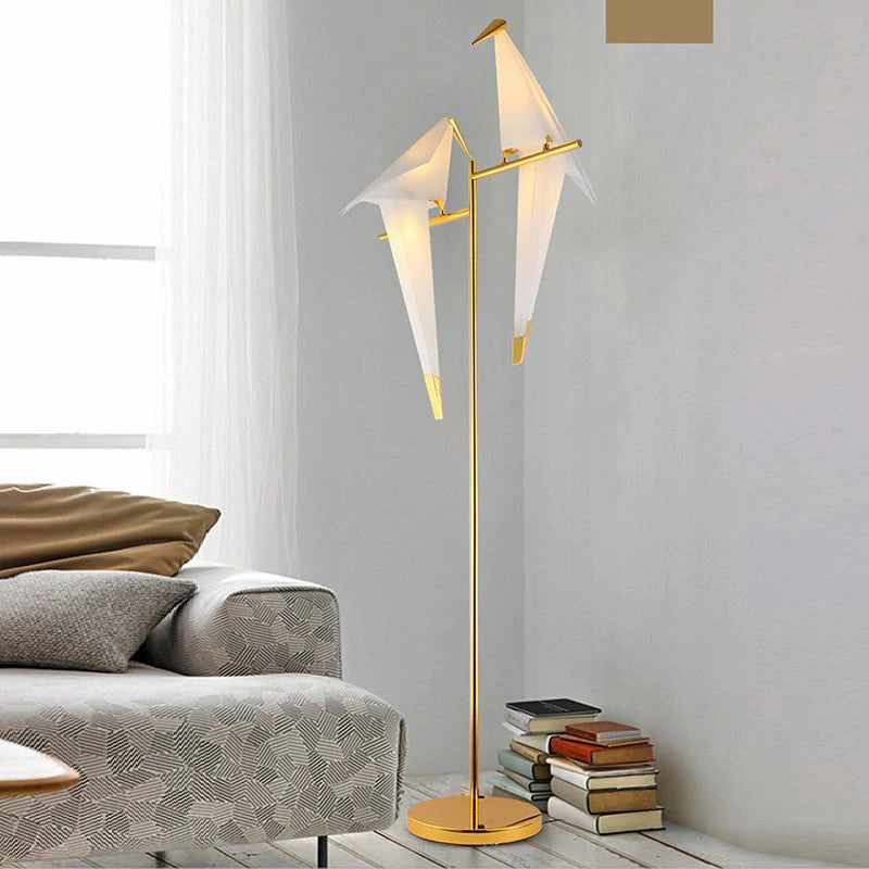 Goldene Vogel-Metall-Wohndekor-Stehlampe