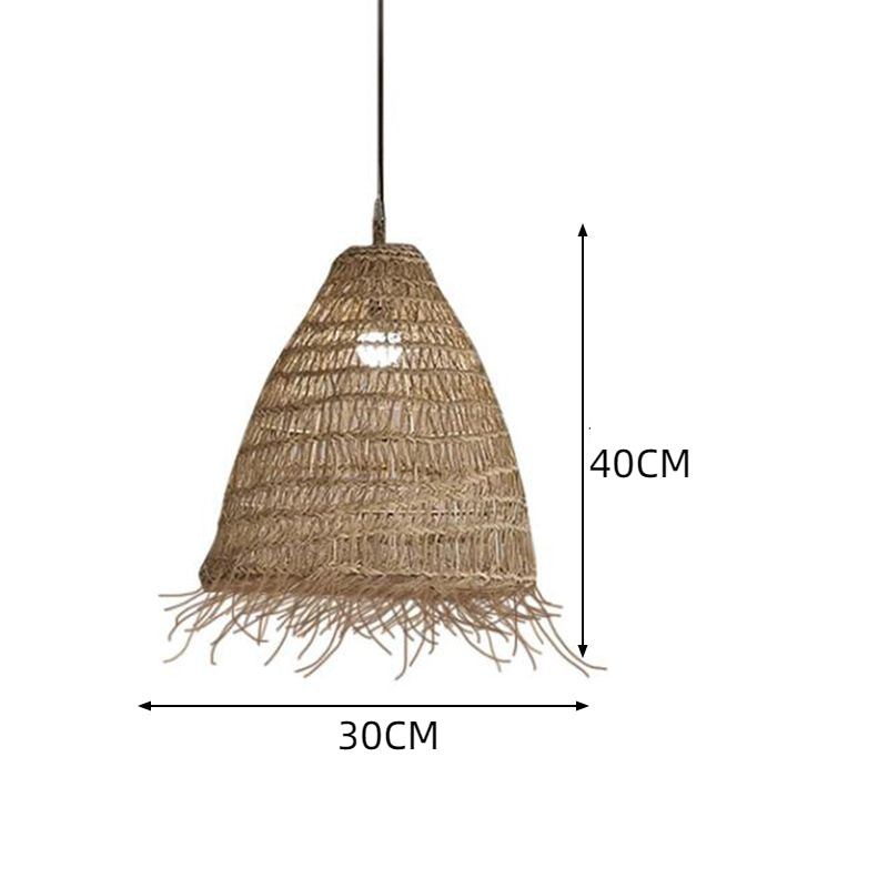 Moderne kegelförmige Pendelleuchte aus Rattan