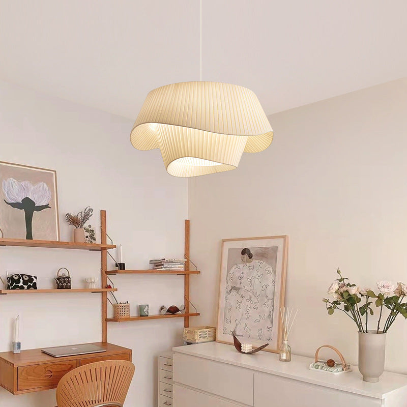 Milchweißer Kronleuchter aus Seidensatin, LED-Schlafzimmerdekoration, Heim-Pendelleuchten