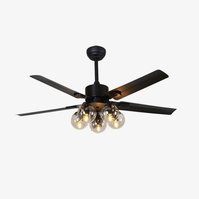 Schwarzer Vintage Deckenventilator mit Lichtern 52''