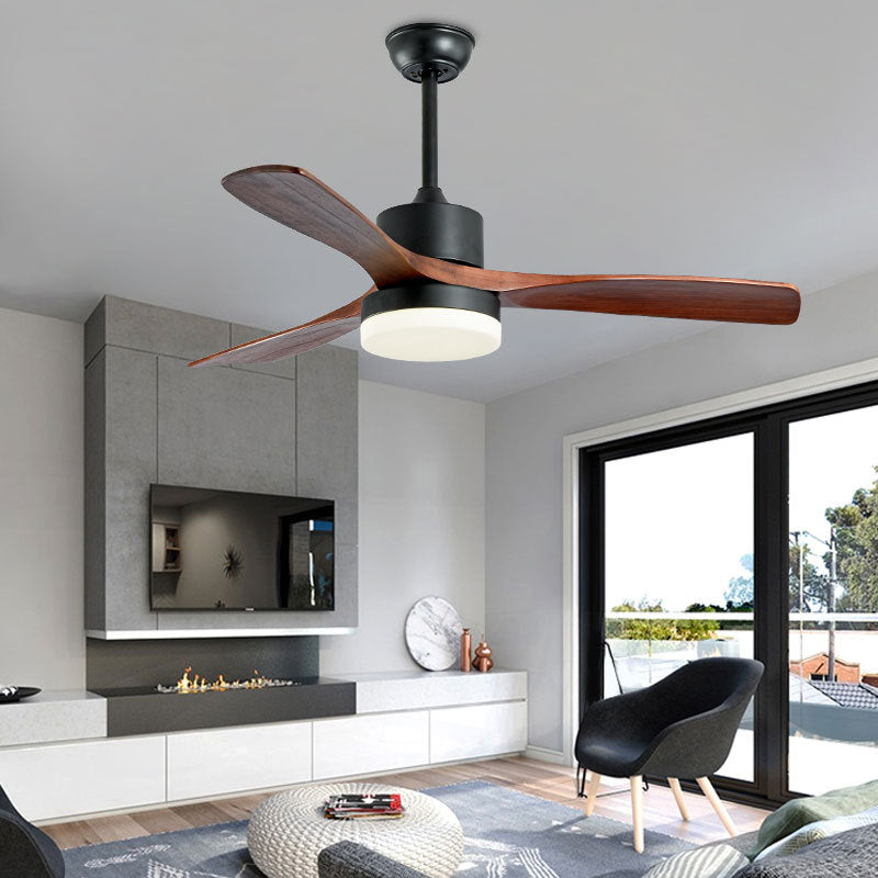 Zeitgenössische Deckenventilator-Leuchte, LED-Deckenleuchte aus Holz, 42''