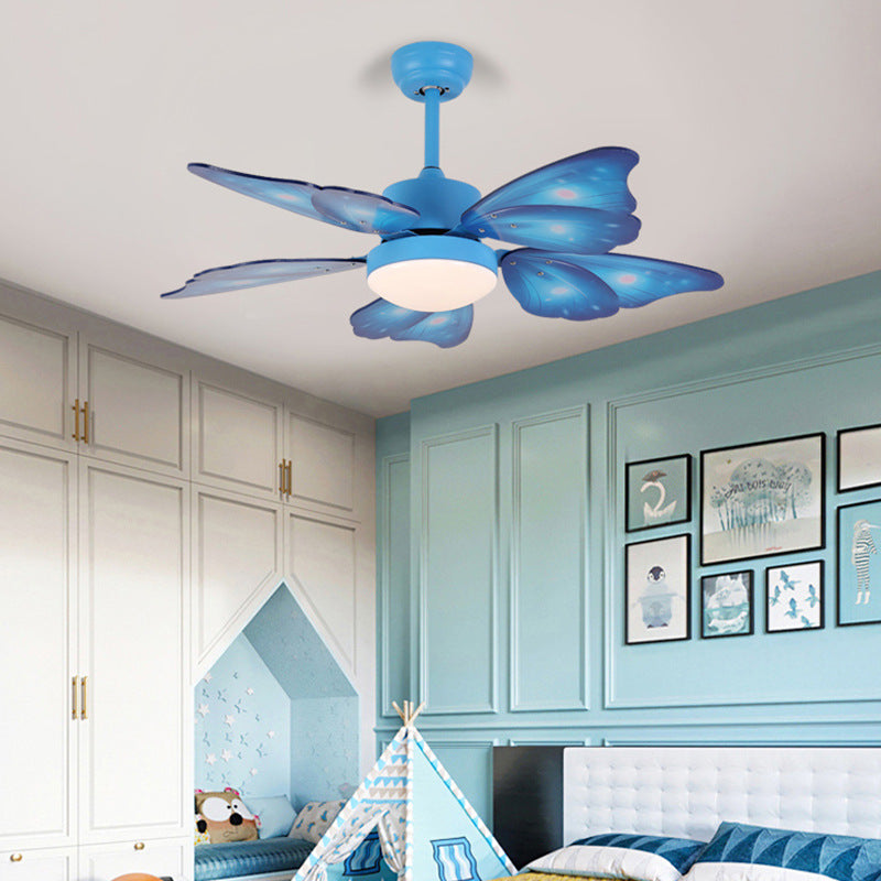 LED-Acryl-Deckenventilatoren für Kinder, Rosa/Blau, 5 Schmetterlingsflügel, Schlafzimmer, 106,7 cm breit