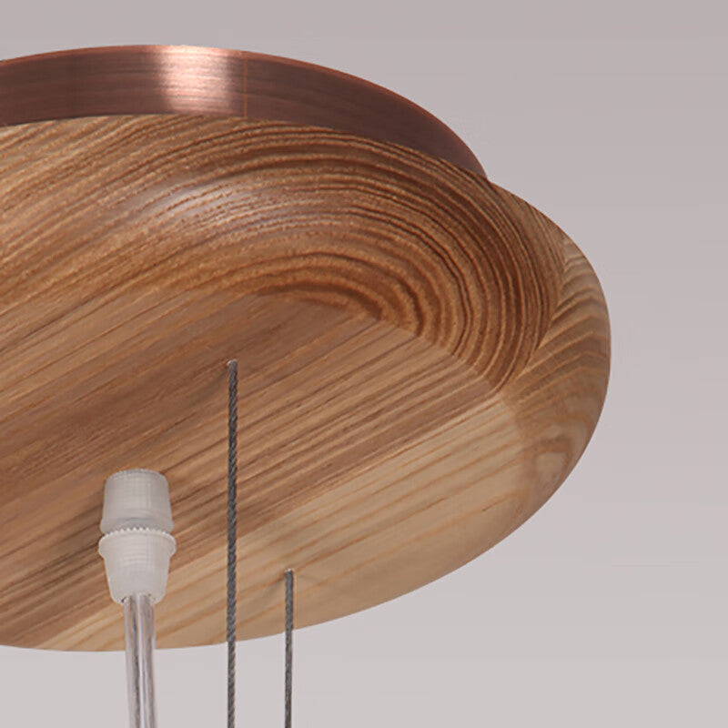 Zeitgenössische Pendelleuchte aus Holz mit Sputnik-Kronleuchter