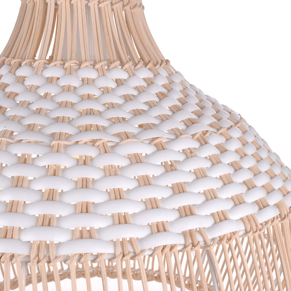 Weiße Rattan-Pendelleuchte, gewebter Rattan-Lampenschirm, 50 cm