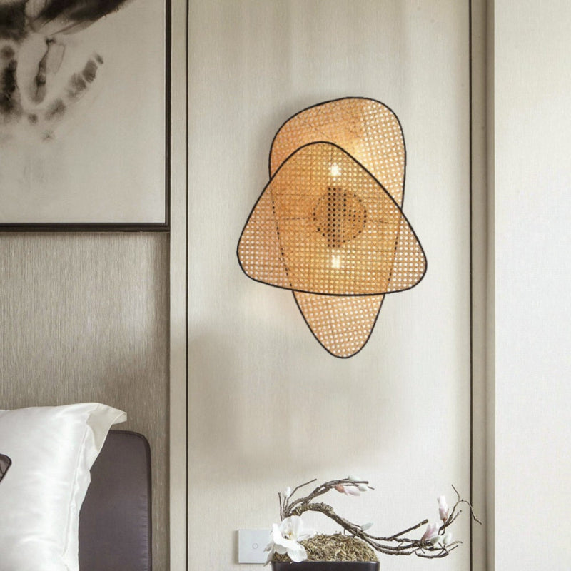 Kreative Schlafzimmer-Nachttisch-Wandlampe aus Rattan gewebt