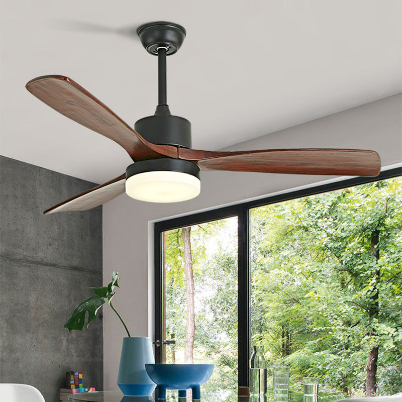 Zeitgenössische Deckenventilator-Leuchte, LED-Deckenleuchte aus Holz, 42''