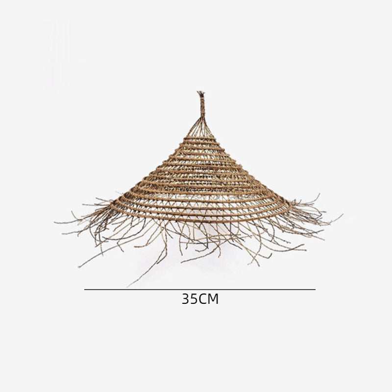 Rustikaler Lampenschirm aus Rattan, Vintage-Pendelleuchten