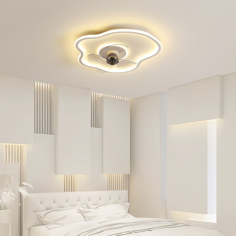 Modernistische Deckenventilatorleuchte mit 2 Leuchten in Weiß/Schwarz
