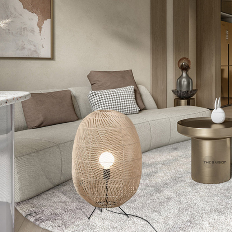 Natürliche Rattan-Midi-Stehlampe für das Wohnzimmer