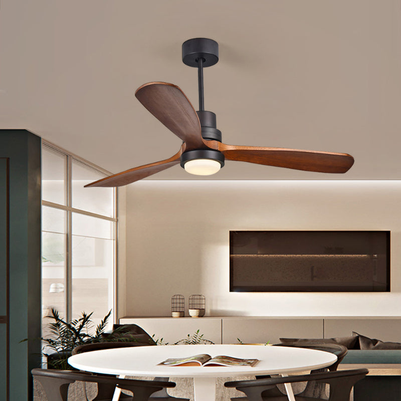 52-Zoll-LED-Deckenventilatorleuchte mit 3 Holzflügeln