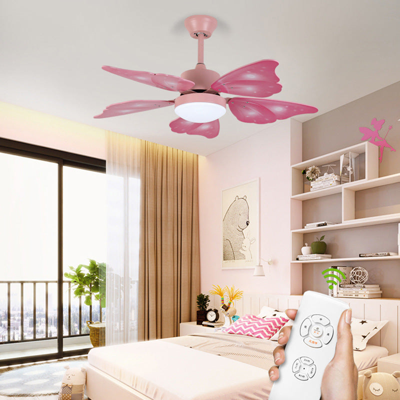 LED-Acryl-Deckenventilatoren für Kinder, Rosa/Blau, 5 Schmetterlingsflügel, Schlafzimmer, 106,7 cm breit