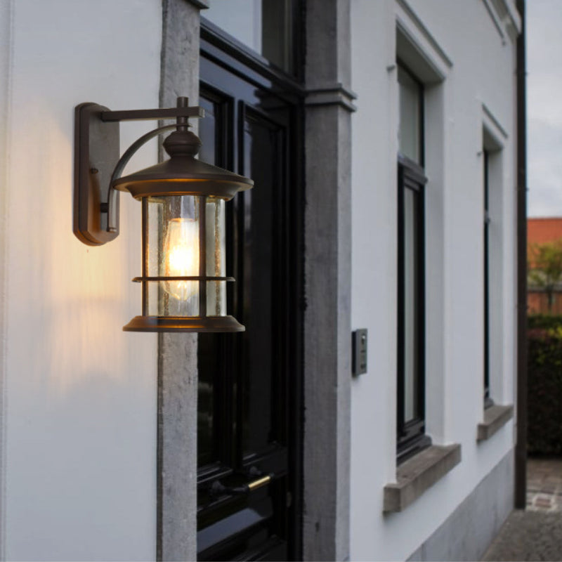 Wandleuchte für den Außenbereich, klares Glas, zylindrische Wandleuchte