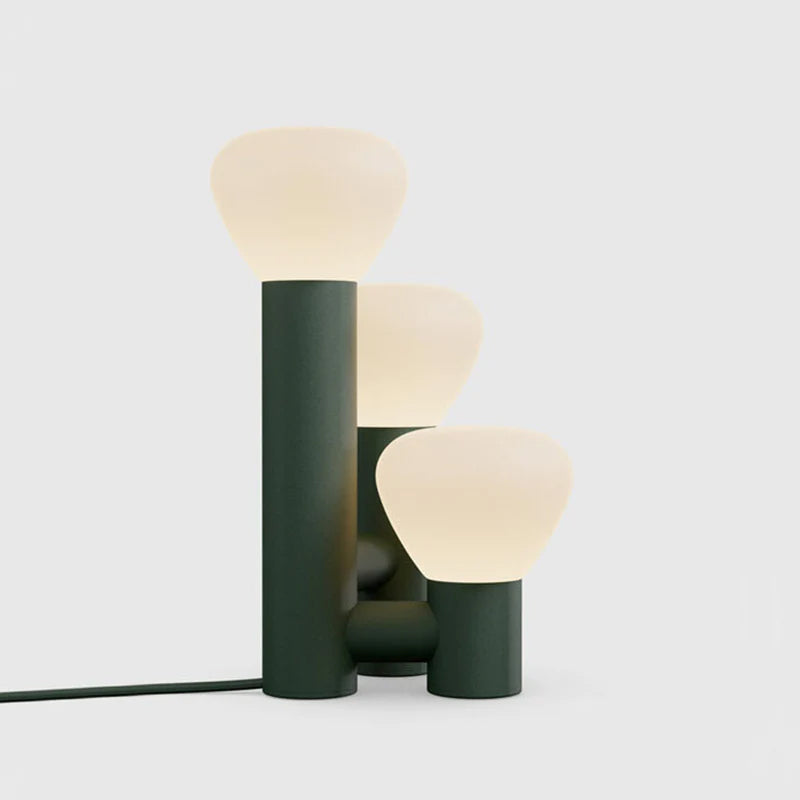 Tischlampe im minimalistischen Stil mit 3 Leuchten in Rot/Grün/Weiß