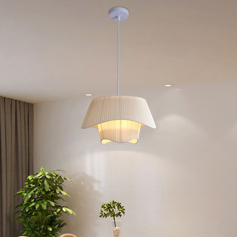 Milchweißer Kronleuchter aus Seidensatin, LED-Schlafzimmerdekoration, Heim-Pendelleuchten