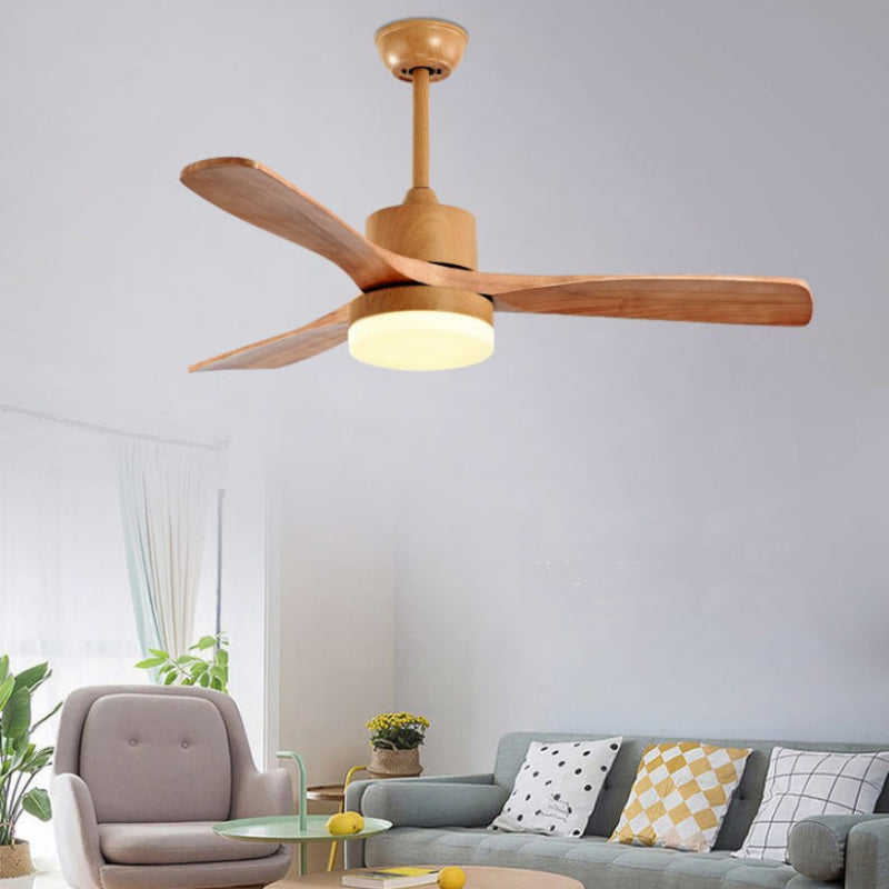 Zeitgenössische Deckenventilator-Leuchte, LED-Deckenleuchte aus Holz, 42''