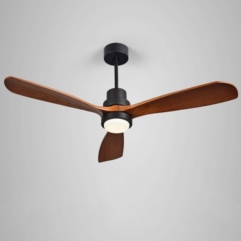 52-Zoll-LED-Deckenventilatorleuchte mit 3 Holzflügeln