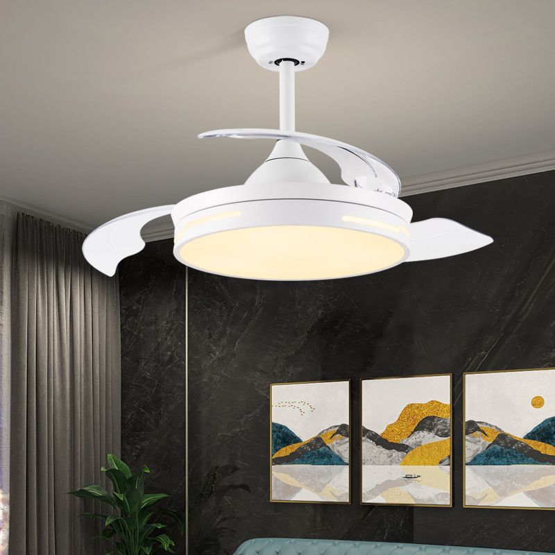LED-Deckenventilatorleuchte „Drum“ für den Innenbereich in Schwarz/Weiß